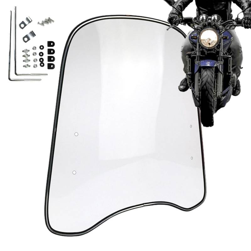 46x42.5cm Roller Windschutzscheibe, Motorrad Windschutzscheibe, Universelle Motorrad Spoilerscheibe Windschild Spoiler,Roller-Windschutzscheibe Mit Verbreiterten Kanten Und Windschutzscheibe von TQEBWUS