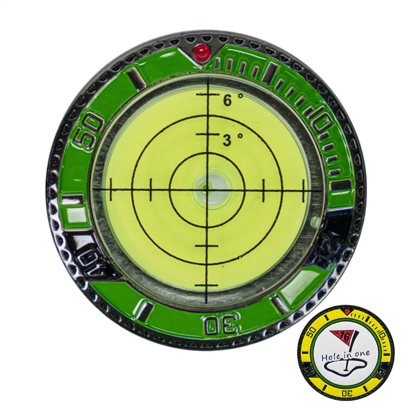 TQEBWUS Ballmarker Golf, Green Reader,Doppelseitige Lesehilfe, grüner Lesekugelmarker - Tragbares Green-Messgerät, Golf-Trainingsgerät für Golfplatz, Fußballplatz von TQEBWUS