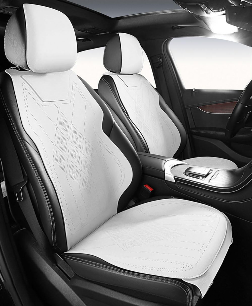 Auto Sitzbezüge Sets für Peugeot 5008 2017-2022 5-Sitze vorne und hinten Wasserdicht Verschleißfest Innenraum Accessories,G-White-Split type von TQWUY