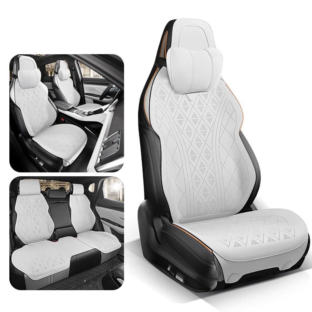 TQWUY Auto Sitzbezüge Sets für Hyundai Kona 2017 2018 2019 2020 2021 2022 5-Sitze vorne und hinten Wasserdicht Verschleißfest Innenraum Accessories,G-White- one-piece type von TQWUY