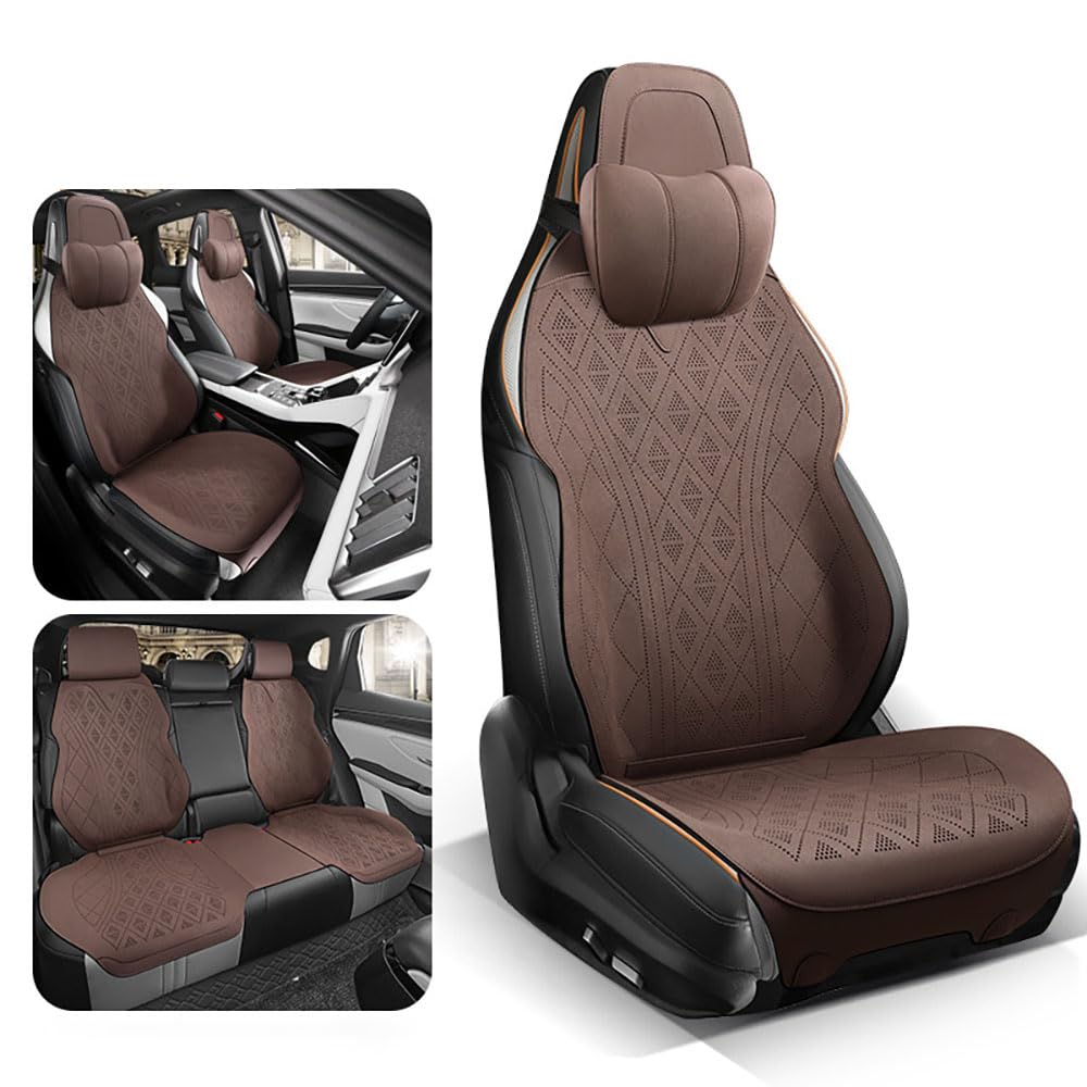 TQWUY Auto Sitzbezüge Sets für Hyundai Sonata EF/EF-B 5-Sitze vorne und hinten Wasserdicht Verschleißfest Innenraum Accessories, C-brown- one-piece type von TQWUY