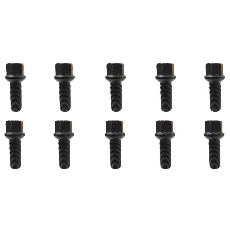 10 Radschrauben Radbolzen schwarz Kugelbund M14x1,5 27mm von TRACER