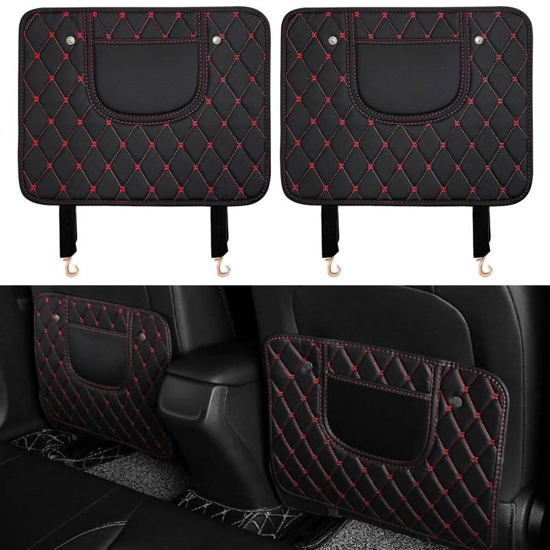 2 Stück Auto Rückenlehnenschutz für Ford Mondeo MK4 2007 2008 2009 2010 2011 2012-2014 - Leder Autositz Rückseite Schutz Kick-Matten mit 1 Taschen - Sitzschutz Auto Rückenlehne Wasserdichte(Short Styl von TRACYE