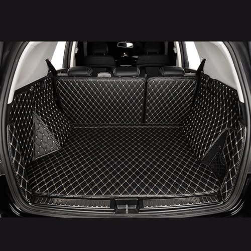 Auto Kofferraumwanne Für Benz Für EQA Für EQB Für EQC Für EQS 2023 2022 2021 2020 Autoteppich Innenteil Langlebig Custom Leather Trunk Mat(Black beige) von TRASH BIN