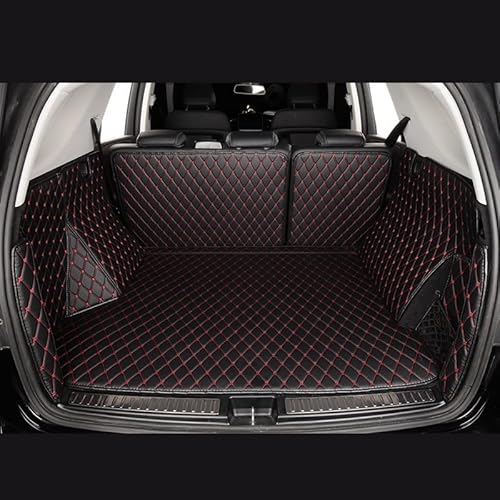 Auto Kofferraumwanne Für Benz Für EQA Für EQB Für EQC Für EQS 2023 2022 2021 2020 Autoteppich Innenteil Langlebig Custom Leather Trunk Mat(Black red) von TRASH BIN