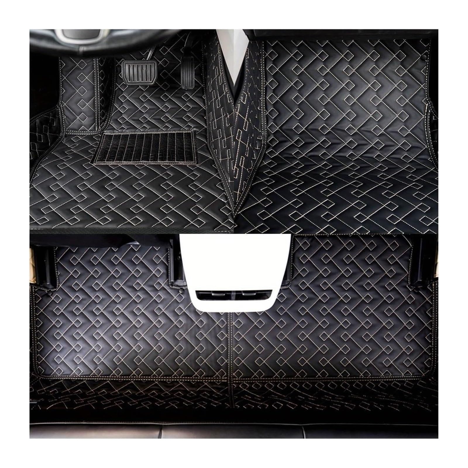 Bodenmatte Beifahrersitz Für Benz Für GL-Klasse 5 Sitze 2013-2016 LHD Auto Matte Auto Fußmatten Auto Fußmatten Teppiche(Black-Wave) von TRASH BIN