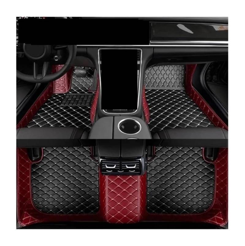 Bodenmatte Beifahrersitz Für Peugeot 2008 2014–2019 5 Sitze LHD Innenzubehör Fußmatten Teppiche Blockierende Auto-Bodenmatte(Red Black) von TRASH BIN