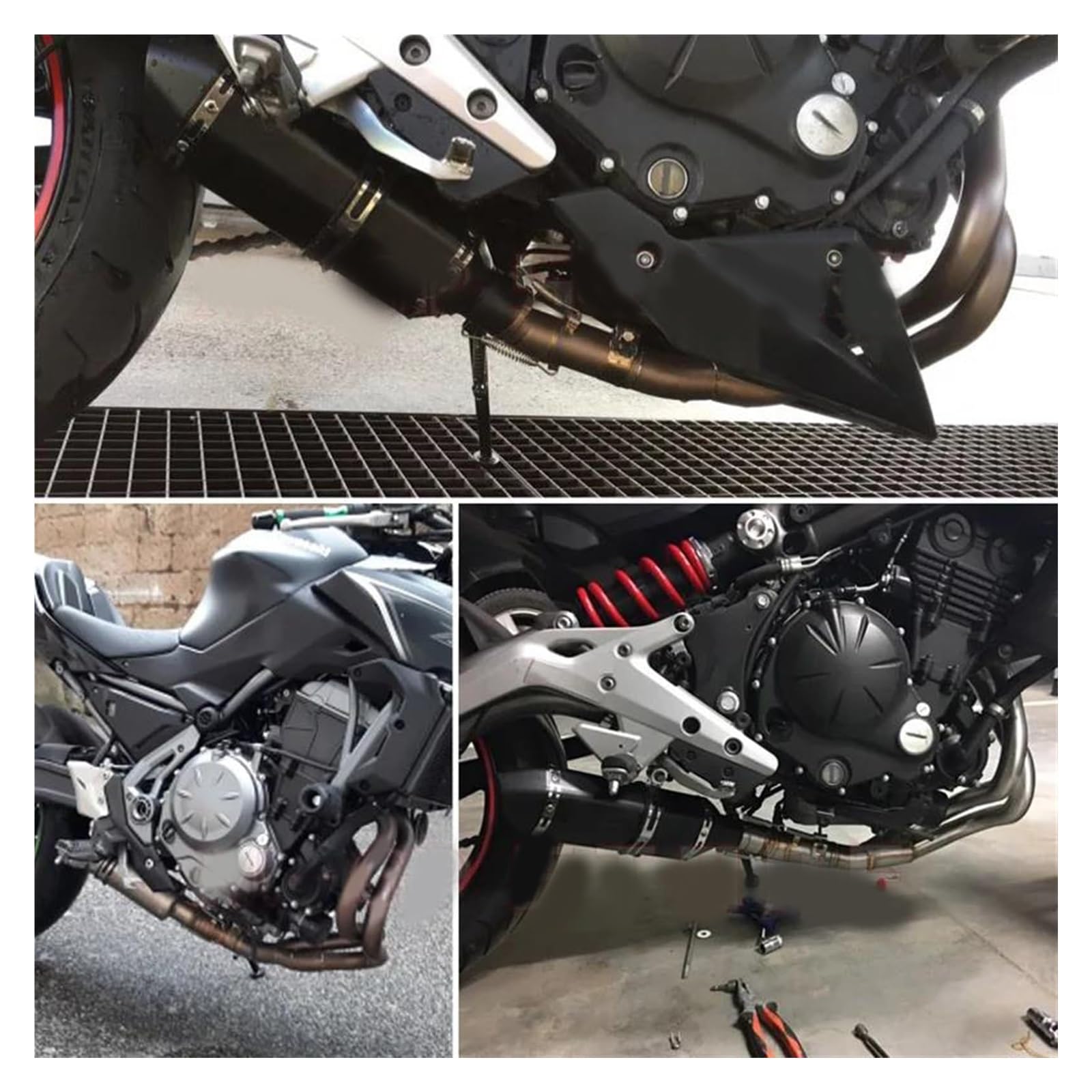 TRASH BIN Für K&awasaki Für Ninja650 Für Ninja 650 Z650 Z 650 2017 2018 2019 2020 Motorradauspuff Slip On Modifiziertes Fluchtverbindungsrohr Auspuff Schalldämpfer Rohr(Type A) von TRASH BIN