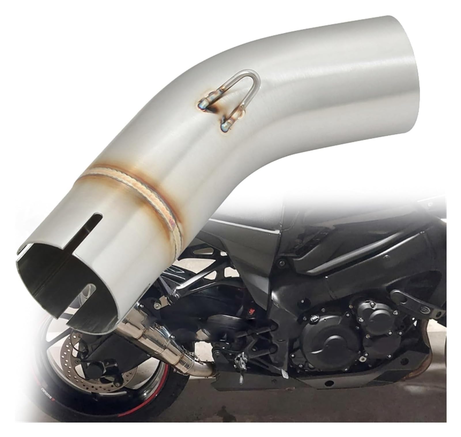 TRASH BIN Für S&uzuki GSXS1000 GSXS1000F 2015-2021 Motorradauspuffanlage Escape Moto Modified Link Pipe Connect 51mm Schalldämpfer Slip On Auspuff Schalldämpfer Rohr von TRASH BIN