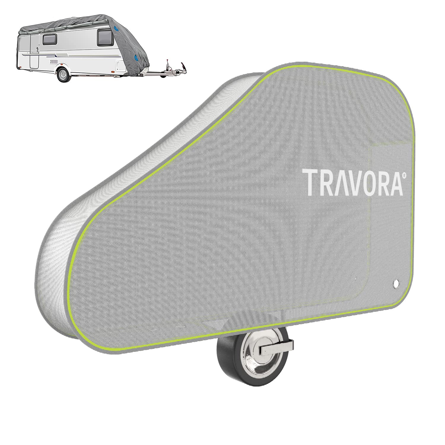 TRAVORA - Deichselabdeckung Wohnwagen - reflektierende Wohnwagen Schutzhülle für Deichsel mit Anhängerschloss & Antischlingerkupplung - universal Deichselabdeckung mit stabilen Gurtschnallen von TRAVORA