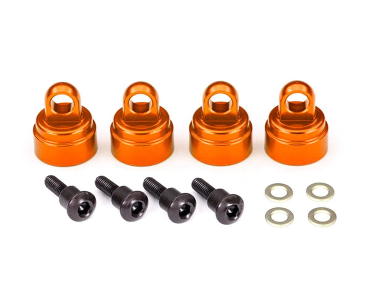 Traxxas 3767T Stoßkappen, Aluminium (orange-eloxiert) (4) (passend für alle Ultraschocks) von TRAXXAS