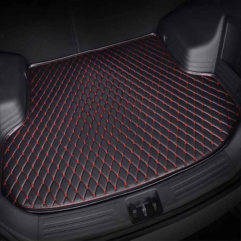 Auto Kofferraummatte Leder für Fo-rd Mustang 2011-2014, Nach Maß Kofferraumwanne, Wasserdicht Kofferraum Schutzmatte, Kofferraumschutz Interieur Zubehör(Black Red) von TRAcye