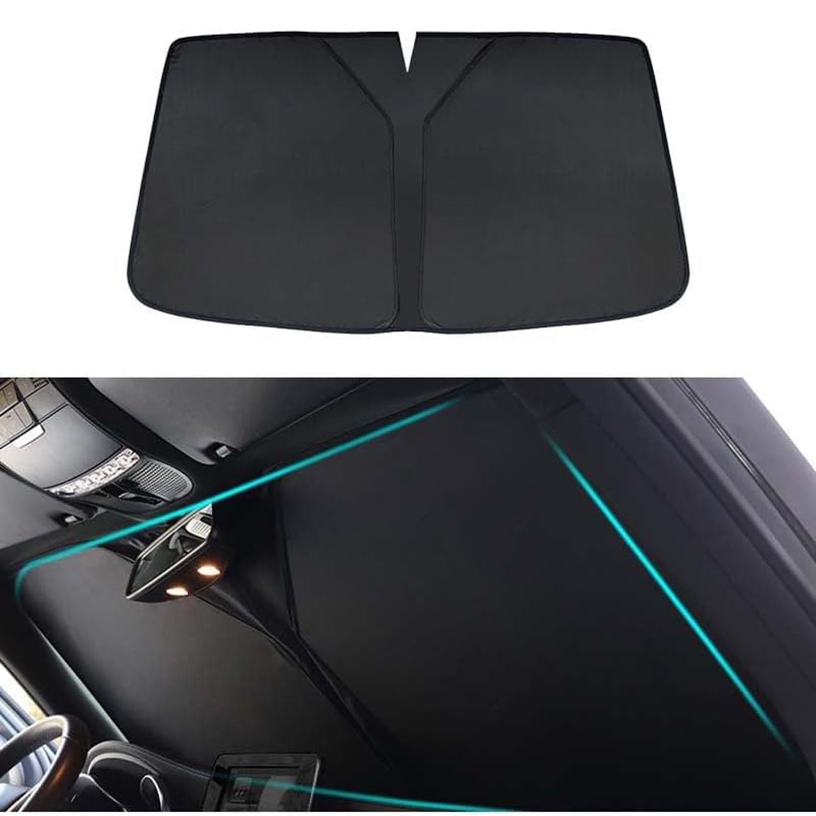 Sonnenschutz Auto Frontscheibe für Citroen C4 Grand Picasso 2013-2017 2018 2019, Faltbar Sonnenschirm Auto Frontscheibe Innen, UV-Schutz Auto Sonnenblende für Windschutzscheibe(Black) von TRAcye