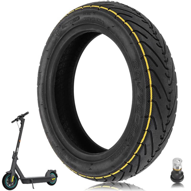 TREFAN 10 Zoll Ersatzräder für Segway Ninebot Max G30/G30E/G30LP-Serie Scooter 60/70-6,5 Tubeless Reifen für Ninebot MAX G30D/G30D 2 Elektroroller Verdickt Rutschfester Reifen (Gelb 1 Stück) von TREFAN