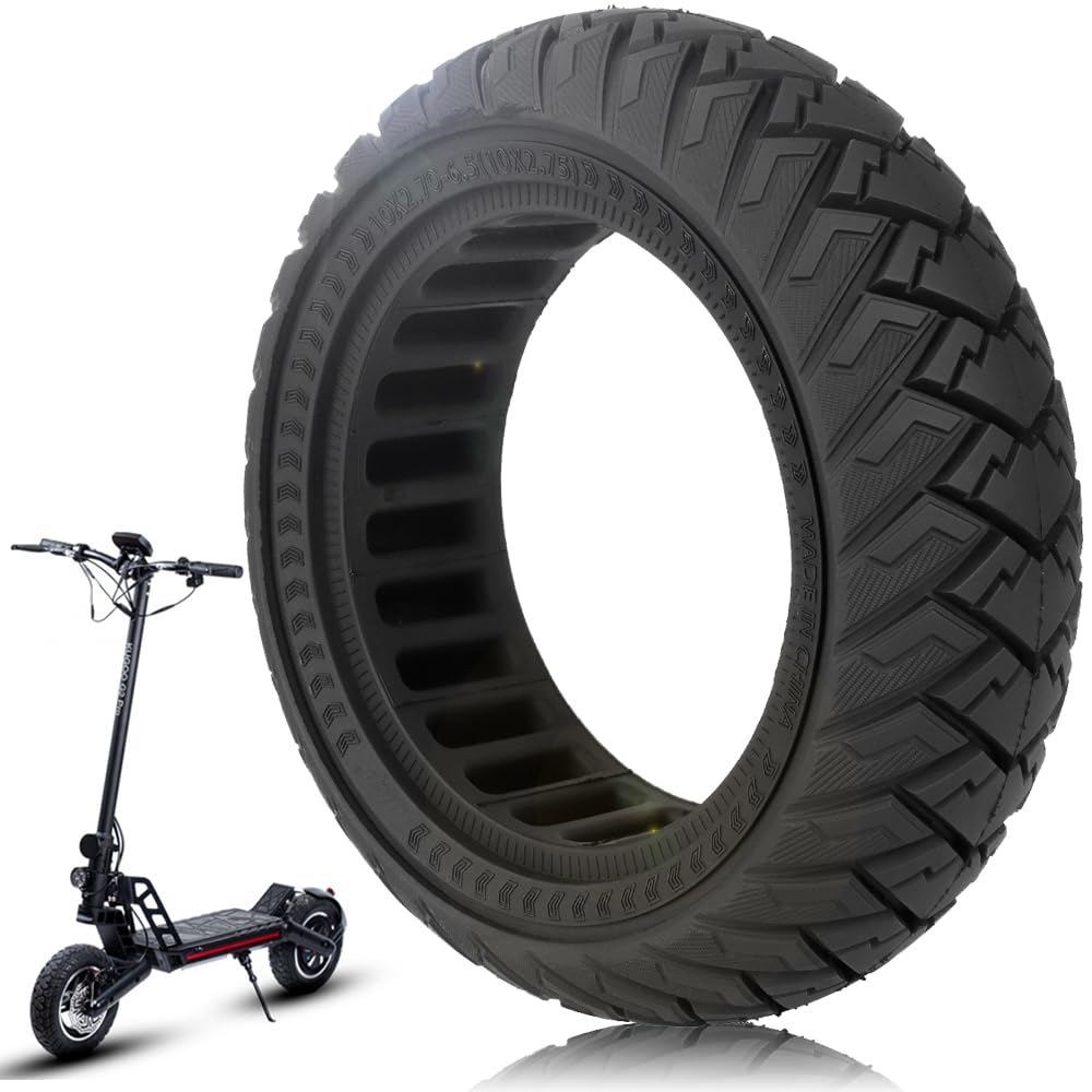 TREFAN Solider Offroad-Reifen 10 x 2,7-6,5/10 x 2,75-6,5 für Kugoo G-Booster/G2 Pro/Smartgyro Speedway/Rockway/Crossover/Dualtron 3 Ersatzräder mit 25,4 cm (10 Zoll) (1 Stück) von TREFAN