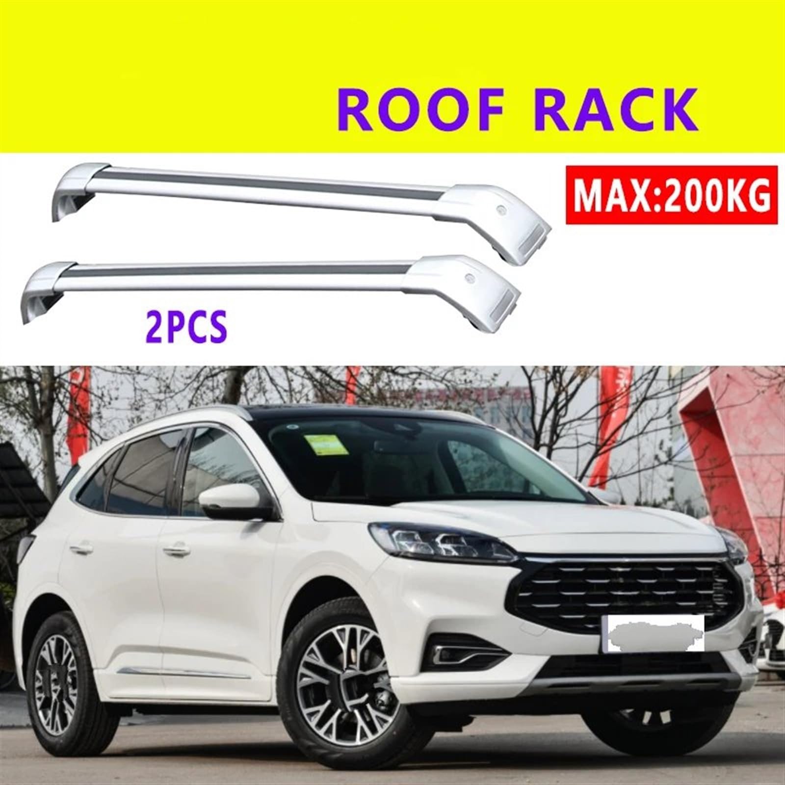 Kompatibel Mit Ford Für KUGA II (DM2) Für ESCAPE 2019 2020 2021 SUV 2 Stück Autodachträger Querstangenhalter Gepäckschiene Seitenstangen Querschienen Geländer-Dachträger(3) von TREGOO