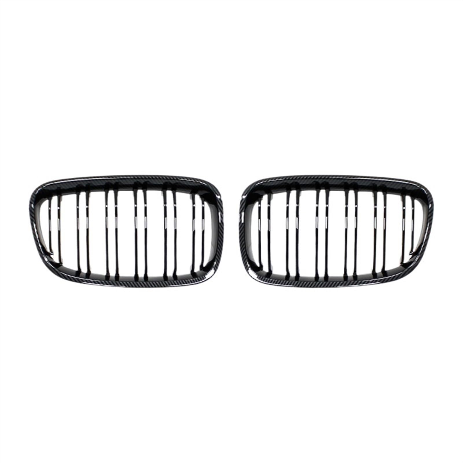 TREGOO Kühlergrill für Autos Kompatibel Mit 1er F20 F21 2011 2012 2013 2014 Auto Frontstoßstange Nierengrill Ersatz Doppellamellen Schwarz Gitter(Carbon Look) von TREGOO