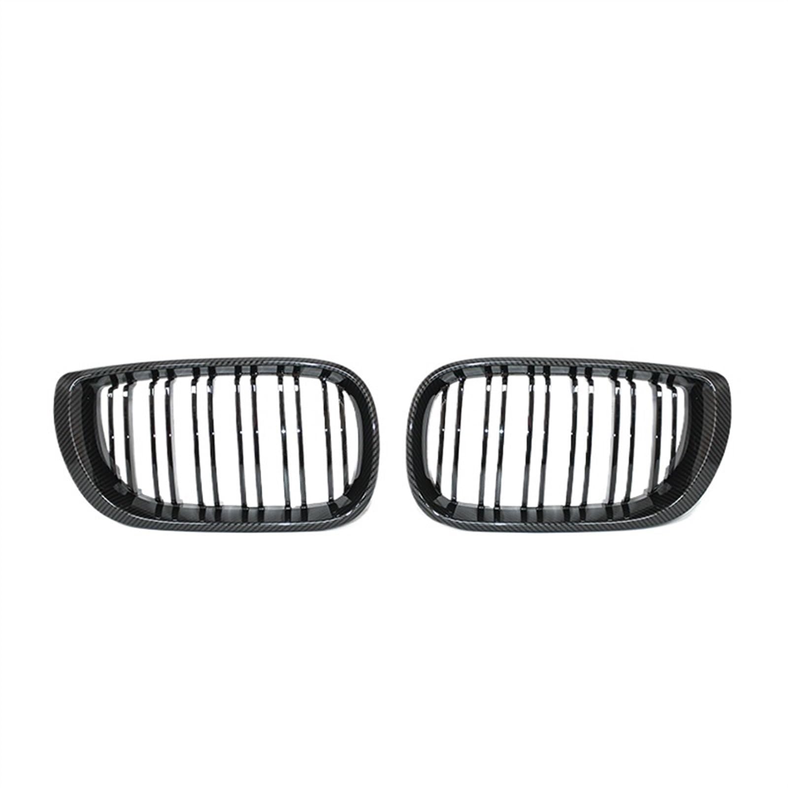 TREGOO Kühlergrill für Autos Kompatibel Mit 3er E46 318I 320I 325I 330I 2002 2003 2004 2005 Front Center Bright Black Wide Nierenhaubengrill(Double Line Carbon) von TREGOO