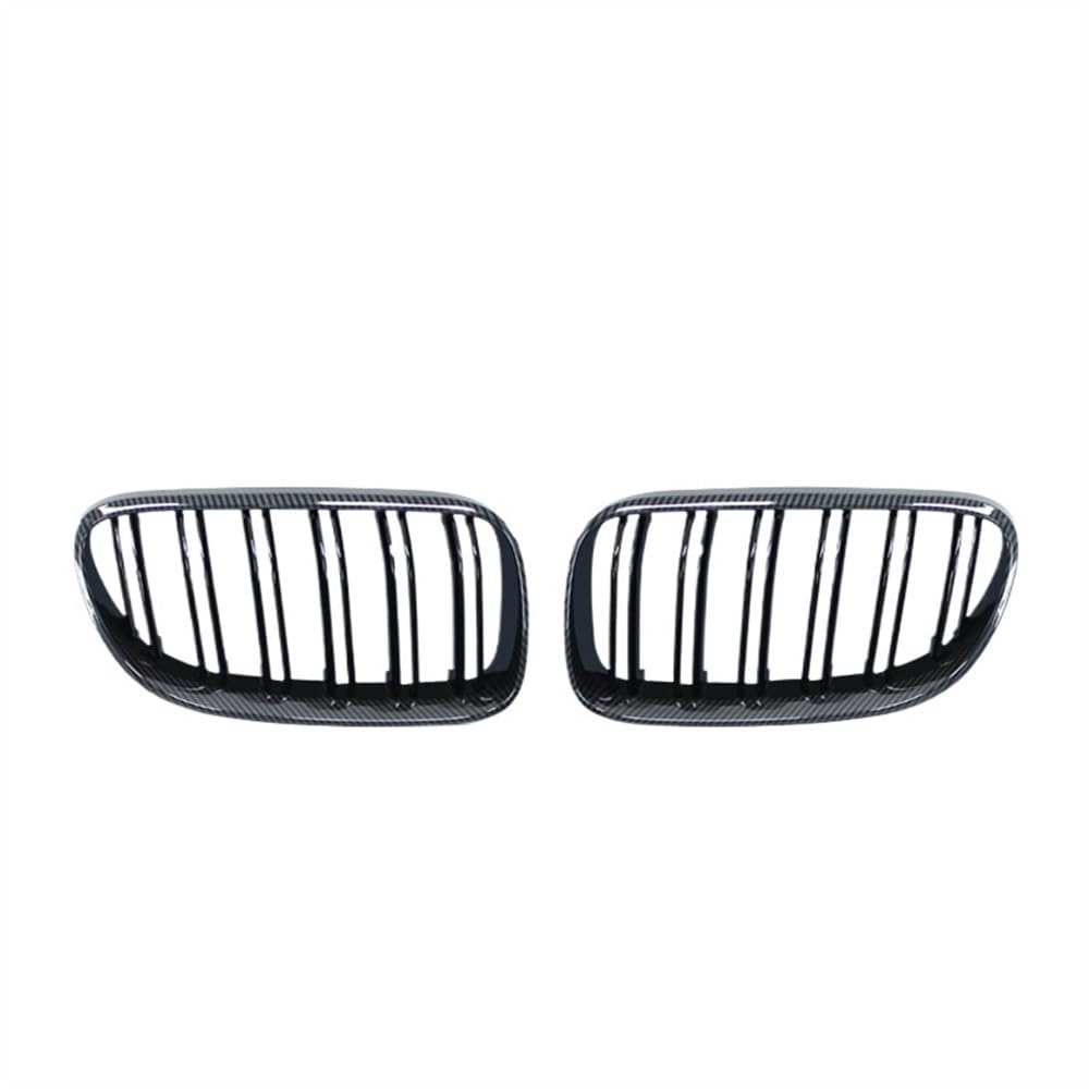 TREGOO Kühlergrill für Autos Kompatibel Mit 3er E92 E93 M3 LCI 2010 2011 2012 2013 Autofront-Doppellamellen-Nierengrill Frontgrill-Zierstreifenabdeckung(Double Line Carbon) von TREGOO