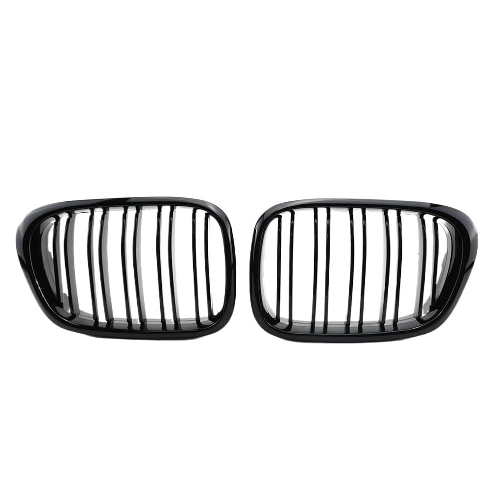 TREGOO Kühlergrill für Autos Kompatibel Mit 5 Series E39 525i 528i 530i 540i Für M5 1999 2000 2001 2002 2003 2004 Glanz Matt Schwarz Front Niere Doppel Lamellen Grill(Gloss Black) von TREGOO