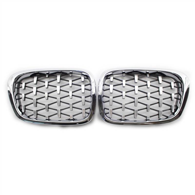 TREGOO Kühlergrill für Autos Kompatibel Mit 5er E39 525 528 530 535 540 Für M5 1997 1998 1999 2000 2001 2002 2003 Car Front Diamond Style Nierengitter(Silver) von TREGOO