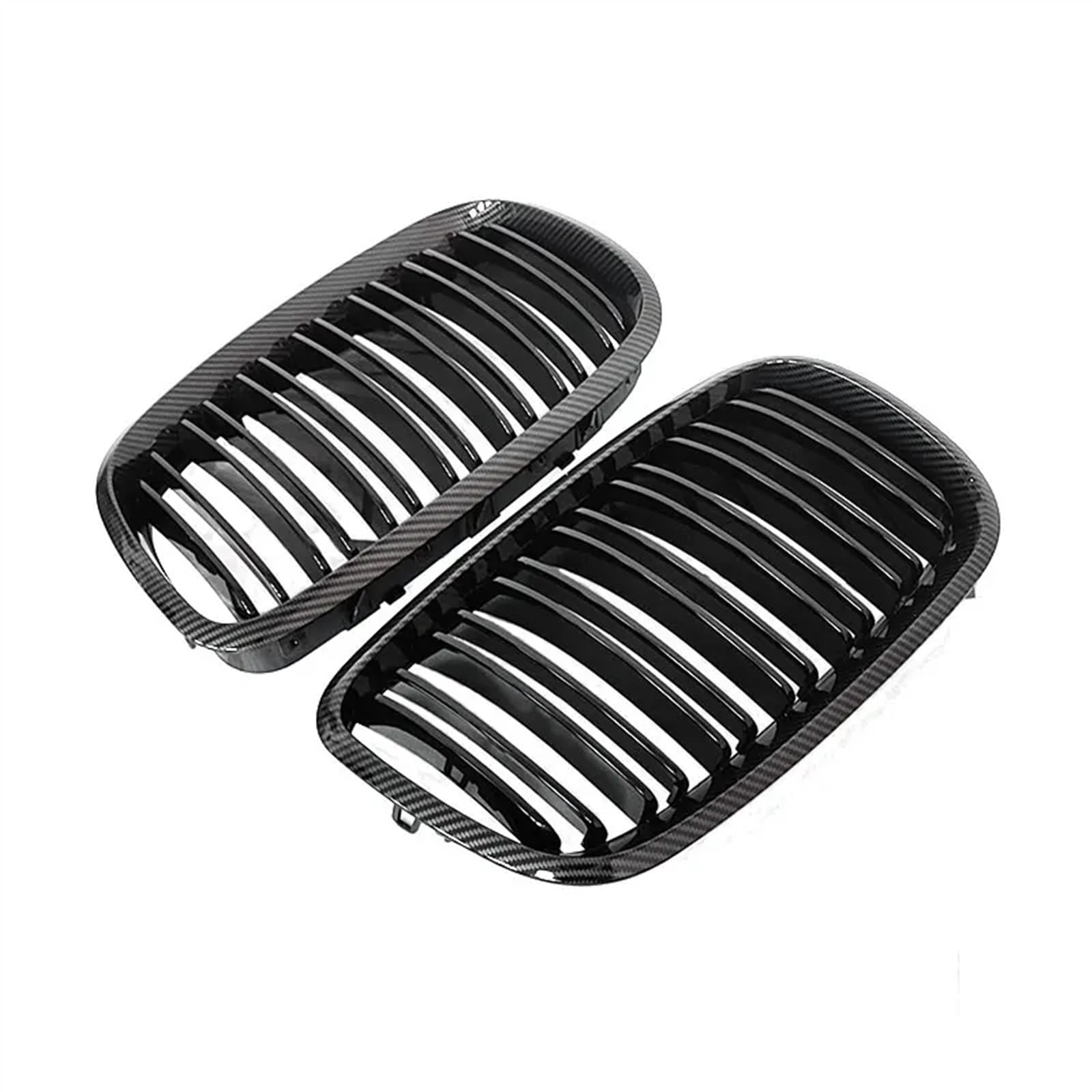 TREGOO Kühlergrill für Autos Kompatibel Mit X5 X6 E70 E71 2008 2009 2010 2011 2012 2013 2014 Nierengrill Ersatz Frontstoßstangengitter Auto Frontkühlergrill(Double Line Carbon) von TREGOO