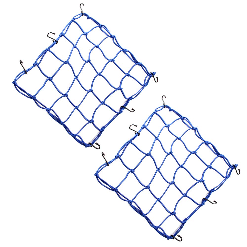 TREONK Gepäcknetz Motorrad - 2 Stück Fahrrad Netz Elastisch Sicherungsnetz Universal für Gepäck Helmnetz mit 6 Haken für Fahrrad Motorrad Roller ATV von TREONK