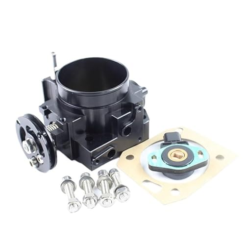 70 mm Aluminium-Ansaugkrümmer-Drosselklappengehäuse und TPS, kompatibel mit Civic SI K-Serie K20 K20A Motor RSX(Black) von TREUQM