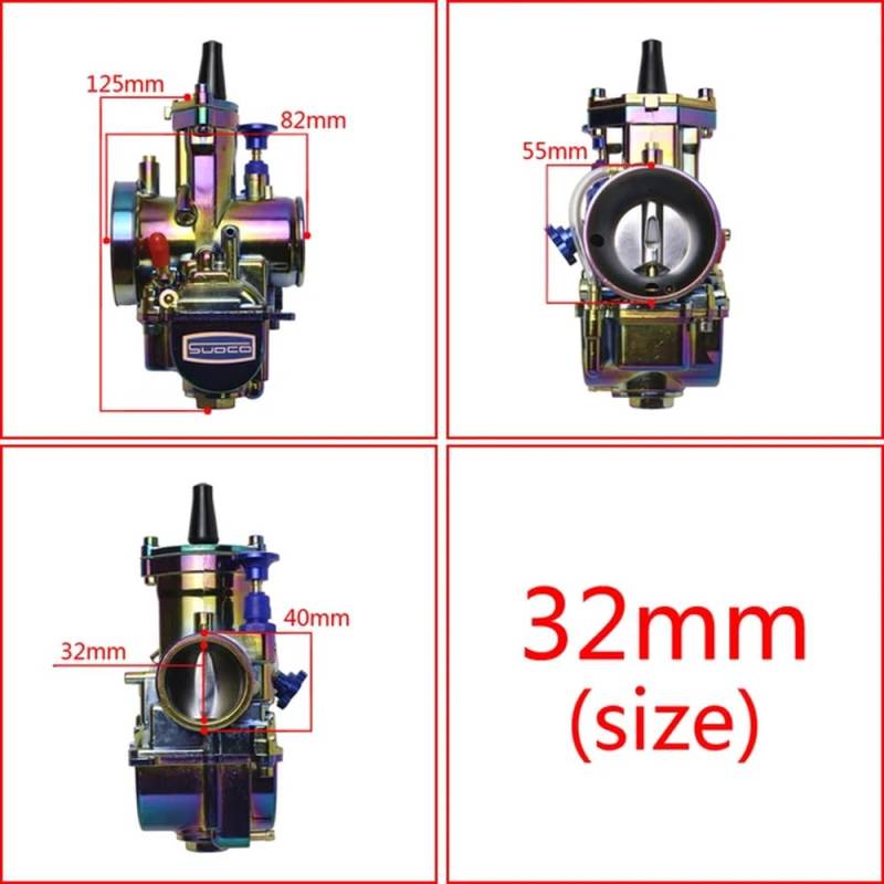 Farbenfroher Universal-Vergaser PWK 24 26 28 30 32 34 mm, kompatibel mit PWK Power Jet für 2- und 4-Takt-Motoren(WCK-PWK32mm) von TREUQM