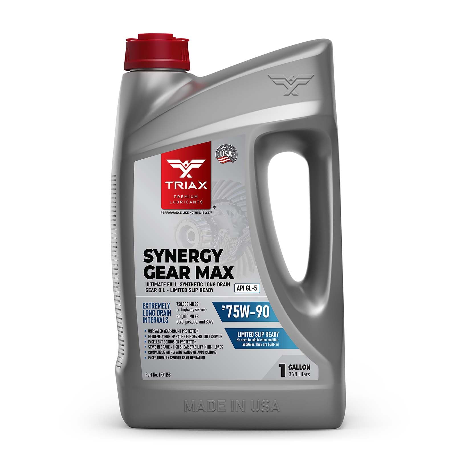 TRIAX Synergy Gear 75W-90 GL-5 Begrenzter Schlupf, Ultra Langer Ablauf 800.000 km, Schaltgetriebe, Getriebe/Differentialschmierstoffl (1 Gallone) von TRIAX