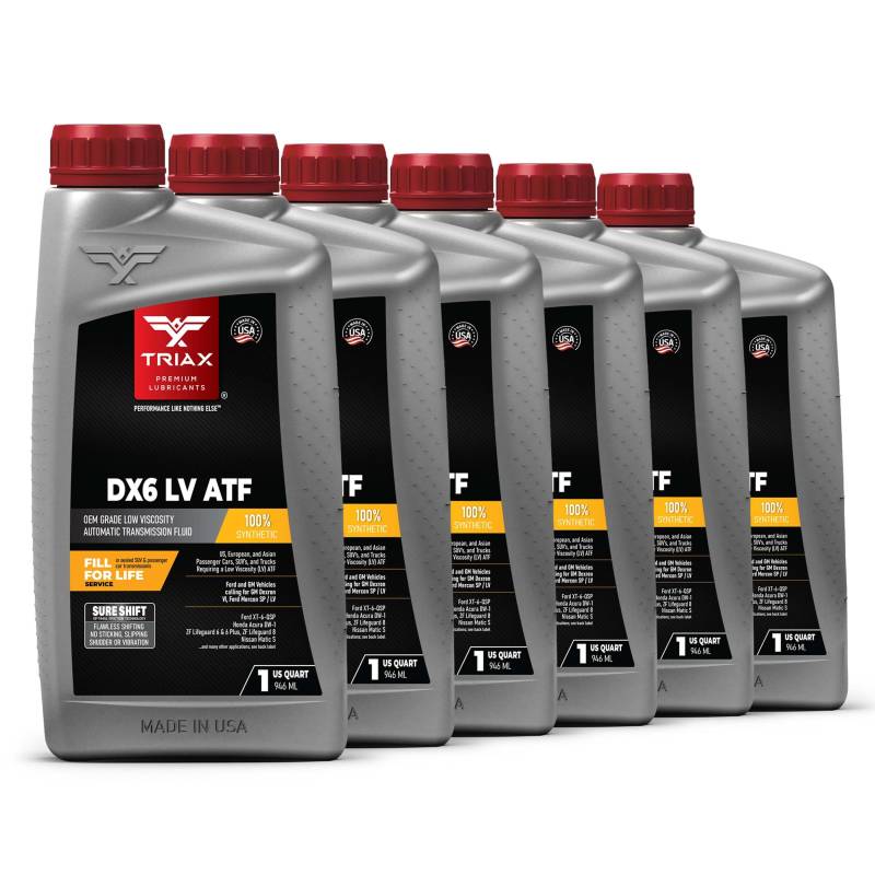 TRIAX Transyn DEX VI Vollsynthetischer niedriger Viskosität ATF, Füllung für das Leben, kompatibel mit GM Dexron VI Honda/Acura DW-1 Toyota WS, die meisten GM-, Chrysler-, Jeep-Fahrzeuge (6*1 Quart) von TRIAX