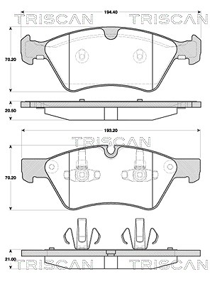 Triscan Bremsbelagsatz, Scheibenbremse [Hersteller-Nr. 811023051] für Mercedes-Benz von TRISCAN