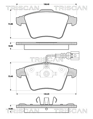 Triscan Bremsbelagsatz, Scheibenbremse [Hersteller-Nr. 811029059] für VW von TRISCAN