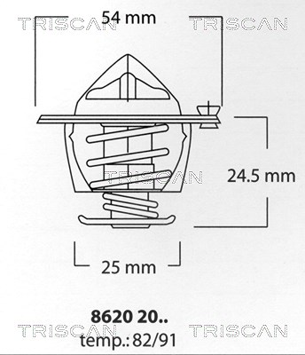 Triscan Thermostat, Kühlmittel [Hersteller-Nr. 86202082] für Renault Trucks, Renault, Fiat, Alfa Romeo, Iveco, Lancia von TRISCAN