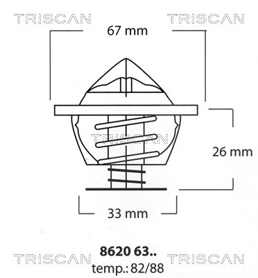 Triscan Thermostat mit Dichtung 82 °C [Hersteller-Nr. 86206382] für BMW, Porsche, Opel, Land Rover von TRISCAN