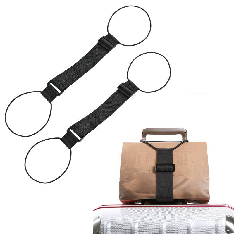 TRIWONDER Hochelastischer Koffergurt verstellbare Gepäckgurte Kofferband Reisezubehör für Gepäck Reisetasche Koffer (Schwarz - 50mm, 46-68cm) von TRIWONDER