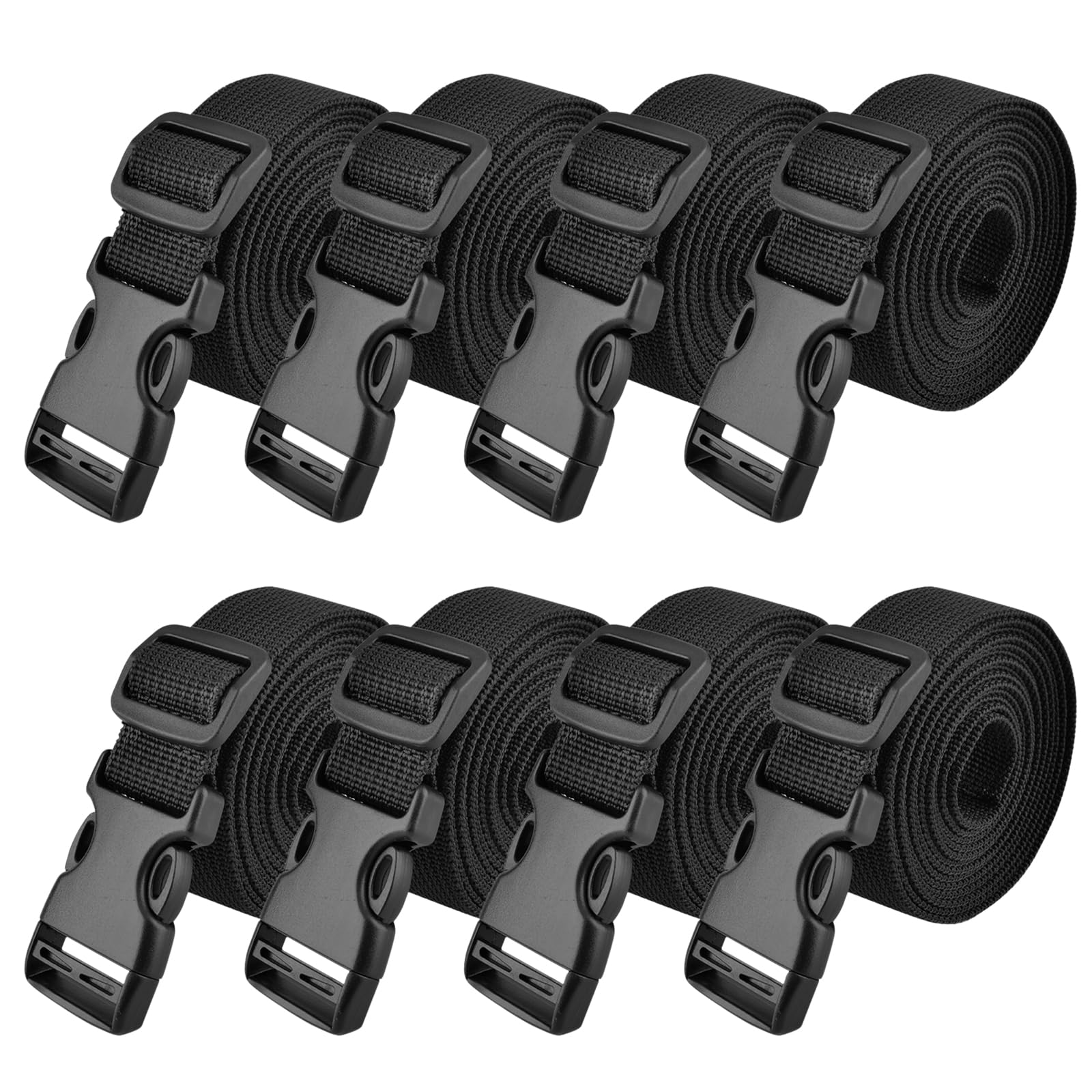 TRIWONDER Schwarz Nylon Gurtband mit Verstellbare Schnallen 25mm Packriemen 8 Stück (1m, Schwarz - 25mm) von TRIWONDER