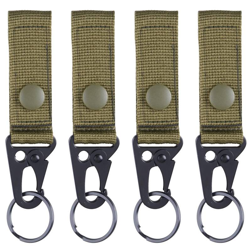 TRIWONDER Taktische Schlüsselanhänger, Gürtel karabiner, Gürtelclip, Molle karabiner, Gurtband für Bergsteigen Camping Wandern Outdoor Aktivitäten (Grün - 4) von TRIWONDER