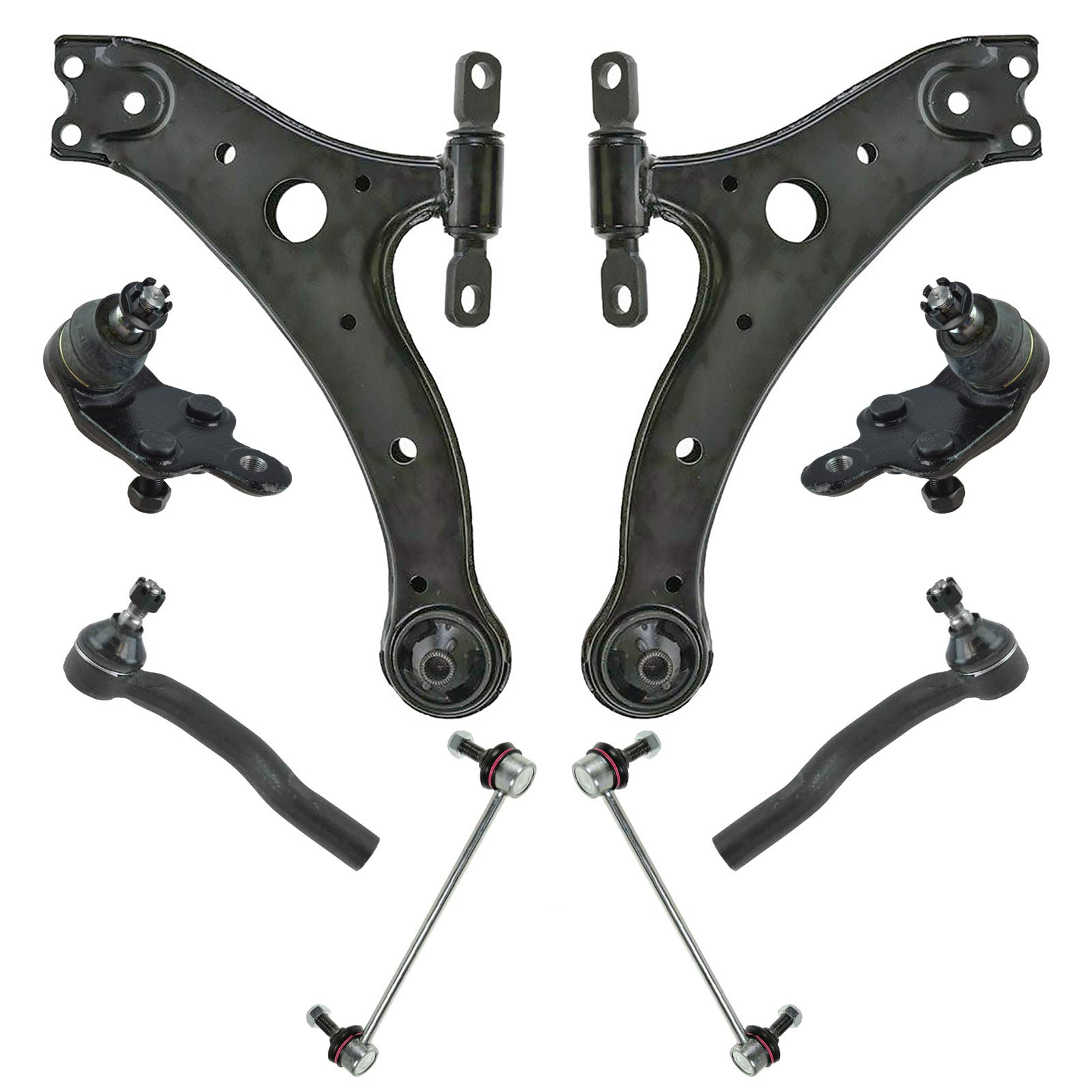 TRQ Vorderlenkung & Aufhängungs-Set, Kugelgelenk, Querlenker, Querlenker, Stabilisator, Spurstange, kompatibel mit Toyota Camry 2007–2009 Lexus ES350 2007–2011 von TRQ