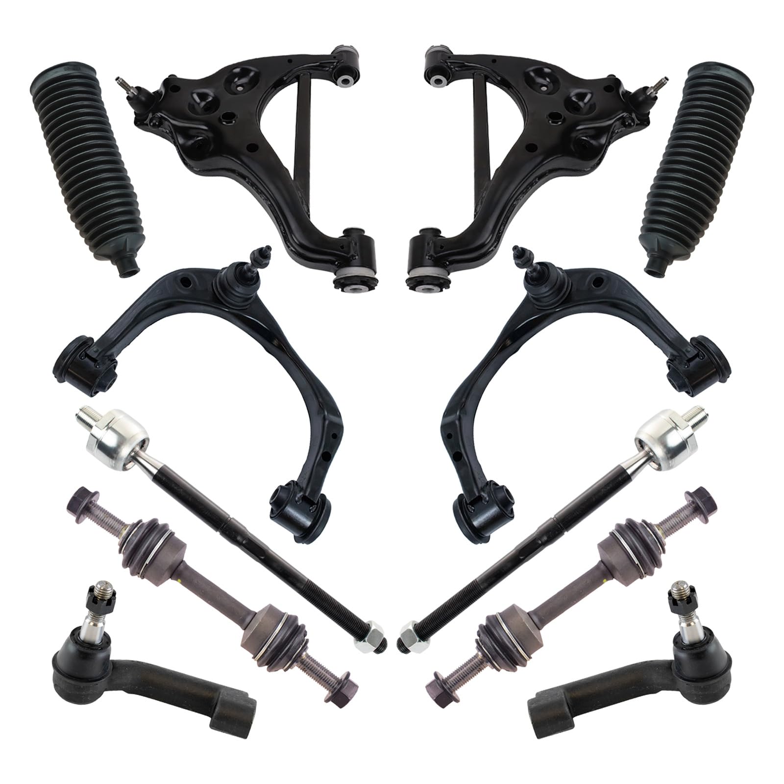 TRQ Vorderlenkung & Aufhängungssatz Querlenker mit Kugelgelenk Lenkstange & Ritzel Balg Sway Bar Stabilisator Link Spurstange Kompatibel mit Ford F-150 2015–2020 von TRQ