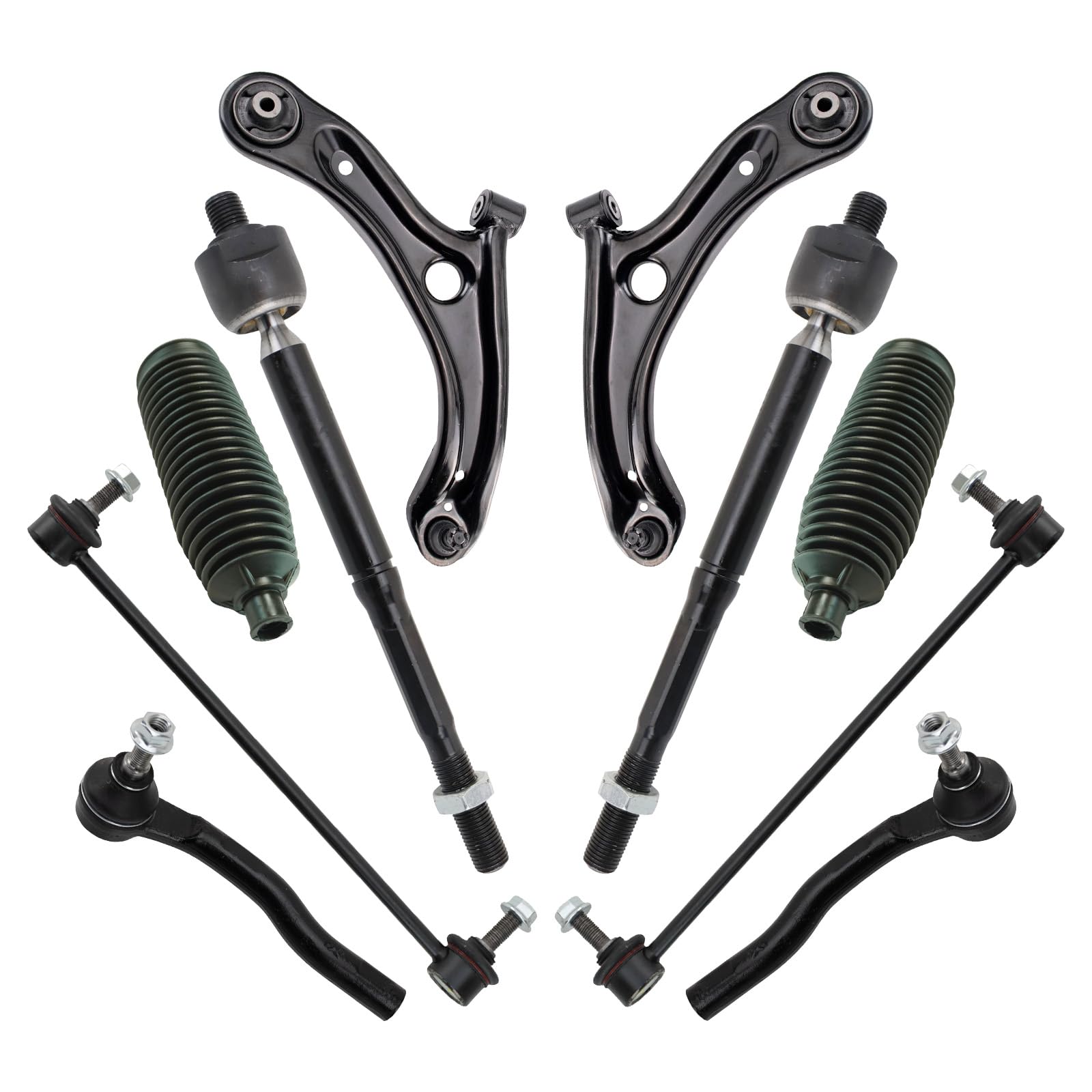 TRQ Vorderlenkung & Aufhängungssatz Querlenker mit Kugelgelenk Lenkstange & Ritzel Balg Sway Bar Stabilisator Link Spurstange Kompatibel mit Honda Fit 2015–2020 von TRQ