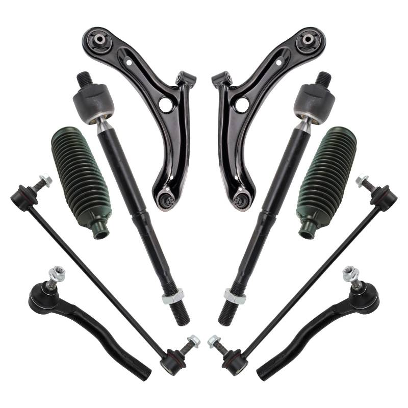 TRQ Vorderlenkung & Aufhängungssatz Querlenker mit Kugelgelenk Lenkstange & Ritzel Balg Sway Bar Stabilisator Link Spurstange Kompatibel mit Honda Fit 2015–2020 von TRQ