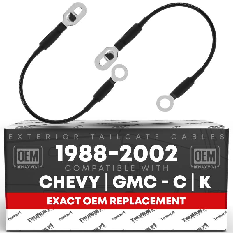 T1A Heckklappen-Stützkabel, Set mit zwei Ersatzteilen für 1988–1998 Chevy Silverado, auch passend für GMC Sierra, robustes OEM-Stil Liftgate Kabel Ersatz, 35,6 cm lang, T1A 15673251 von TRUBUILT1 AUTOMOTIVE