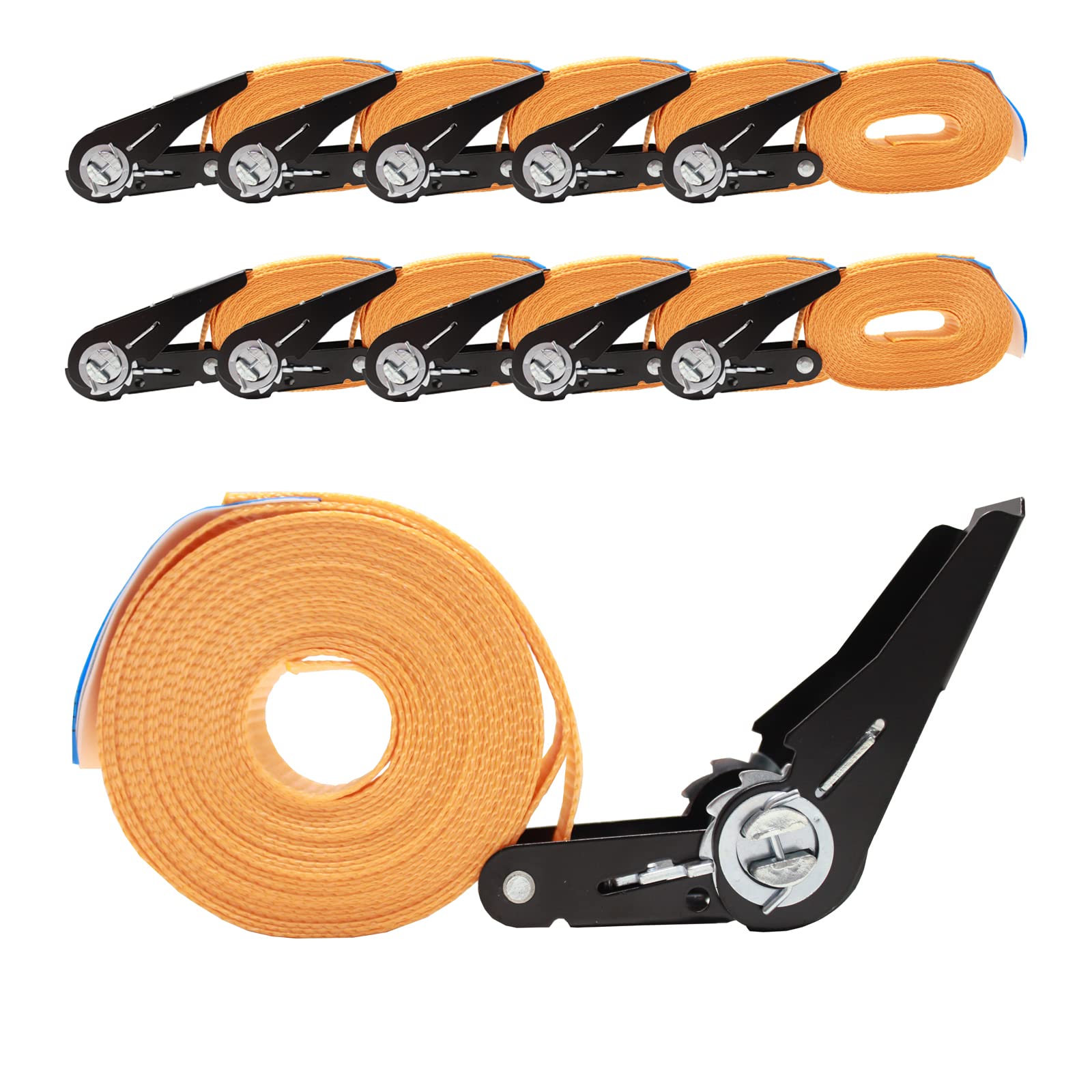 10x TRUTZHOLM Ratschen Spanngurt Gurt Zurrgurt Ratsche Orange 1tlg 6m | 0,8t | 800 kg von TRUTZHOLM