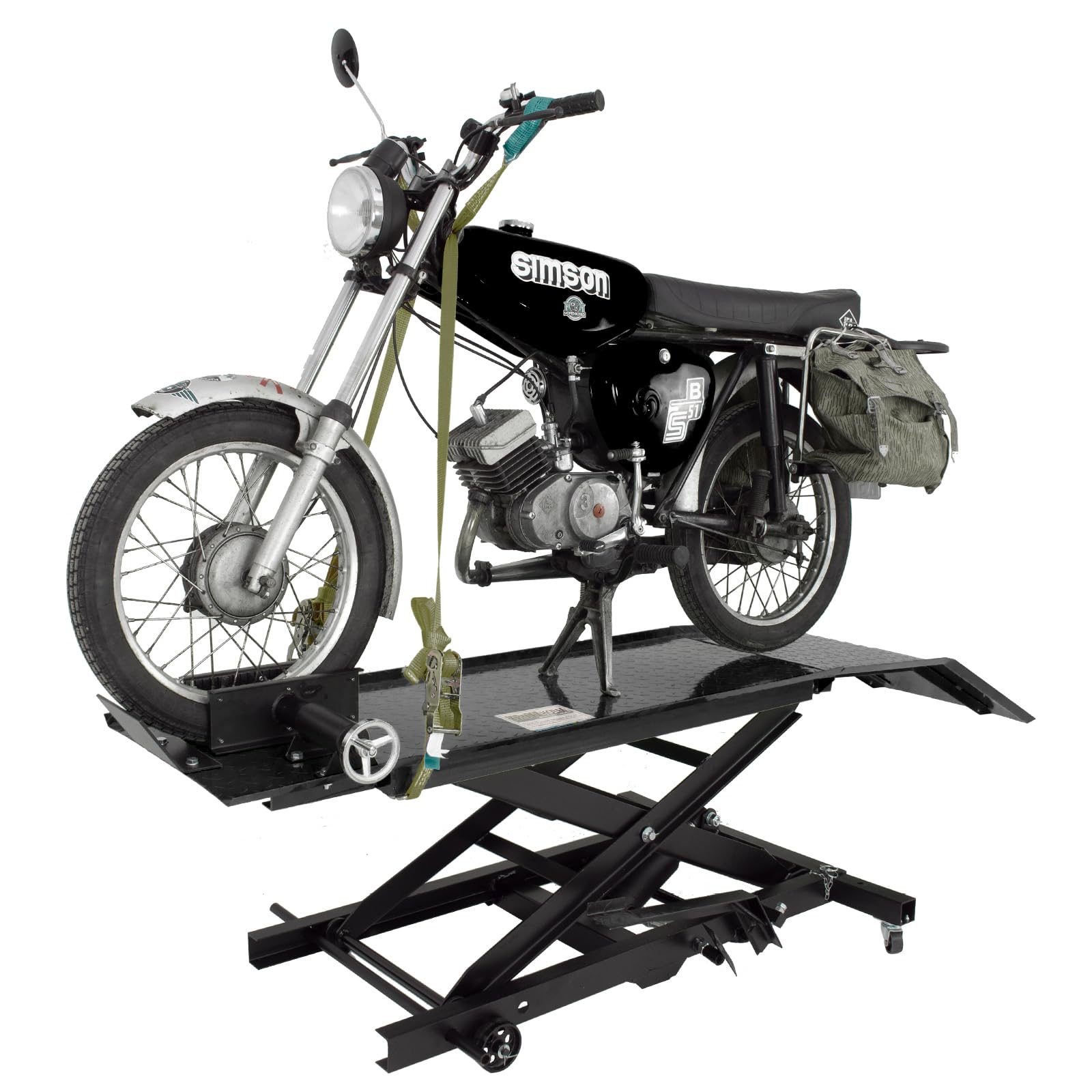 TRUTZHOLM Motorradhebebühne hydraulisch 360 kg Breite 47 cm kleine Montagebühne Heber Motoradlift Scherenheber Hubständer Motorrad Hebebühne für kleine Motorräder und Mopeds (Schwarz) von TRUTZHOLM