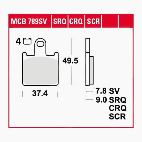 TRW Lucas Bremsbeläge Sintermetall MCB789SRT 37,4x49,5x7,8mm von TRW Lucas