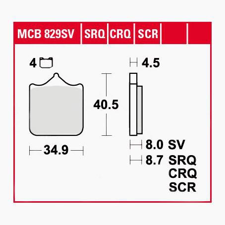 TRW Lucas Bremsbeläge Sintermetall MCB829SRT 34,9x40,5x8mm von TRW Lucas