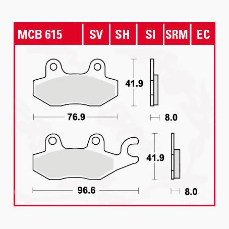 TRW Lucas Bremsbeläge Sintermetall Offroad MCB615SI 76,9/96,6x41,9x8mm von TRW Lucas