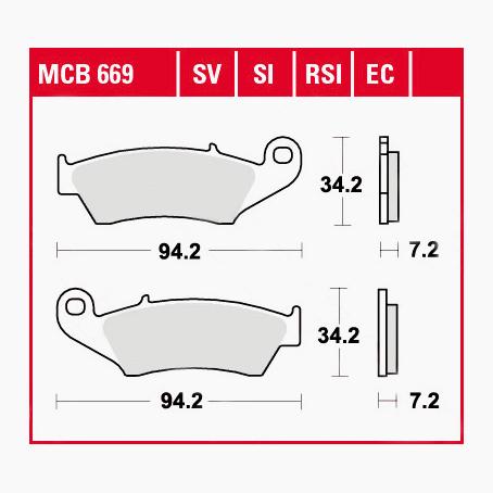 TRW Lucas Bremsbeläge Sintermetall Offroad MCB669SI 94,2x34,2x7,2mm von TRW Lucas