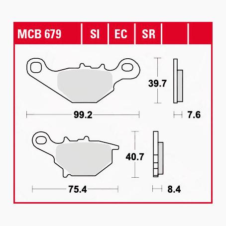 TRW Lucas Bremsbeläge Sintermetall Offroad MCB679SI 99,2/75,4x39,7/40, von TRW Lucas